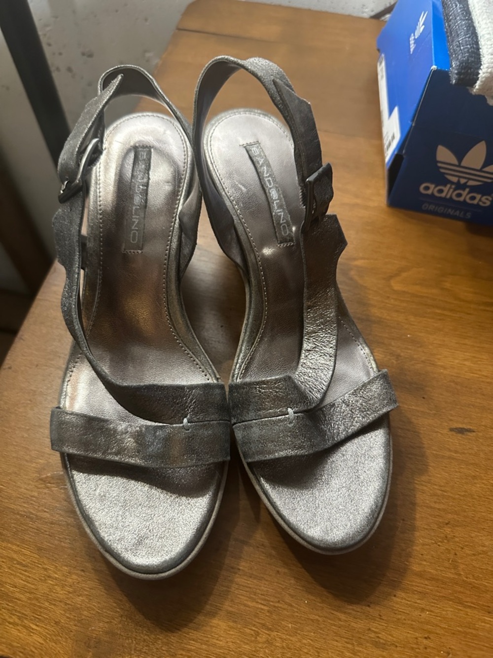 Bandolino Pewter Metallic Slingback Heels